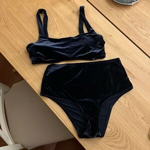 Navy Velvet/Velour Aerie Swim suit set